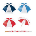 60" Golf Umbrella With Wooden Handle - Double Color Canopy